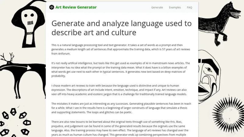 art review generator website