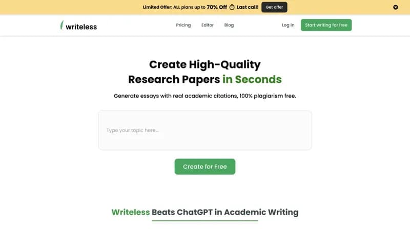 Writeless screenshot
