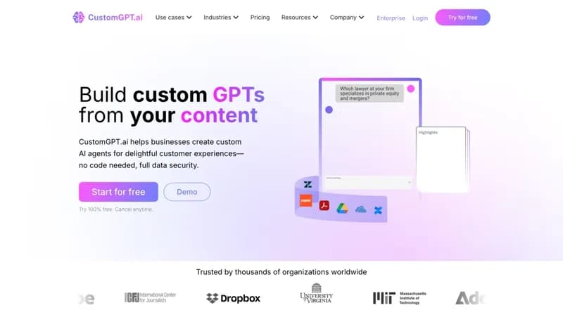 CustomGPT.ai screenshot