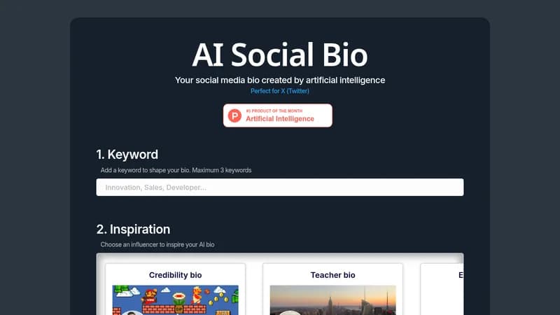 ai social bio website