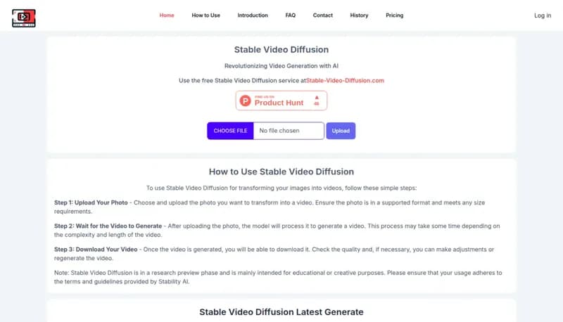 Stable Video Diffusion screenshot