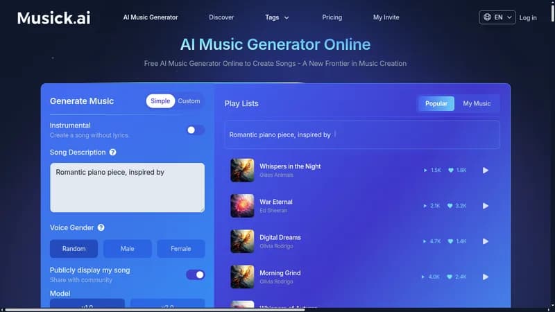 musick.ai website