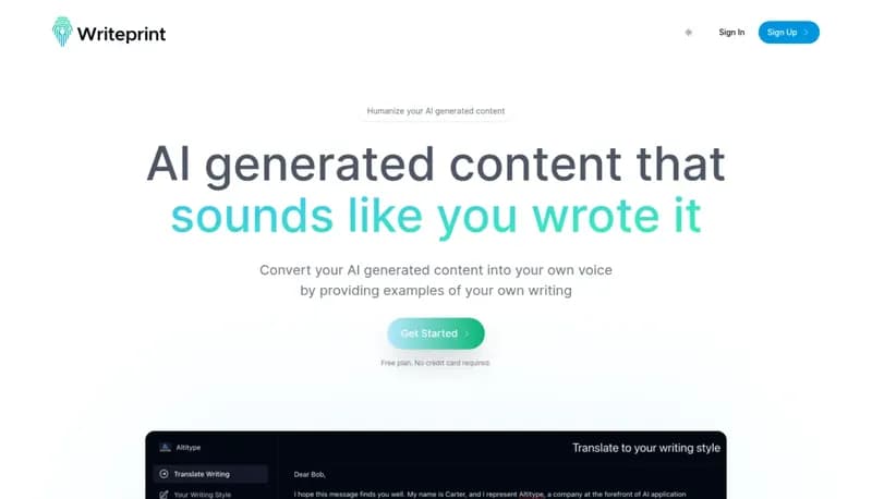 Writeprint.ai screenshot