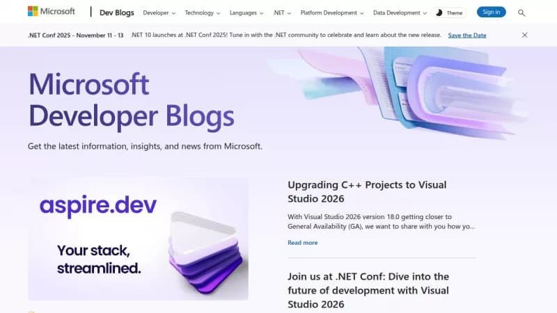 Microsoft Dev Blogs screenshot