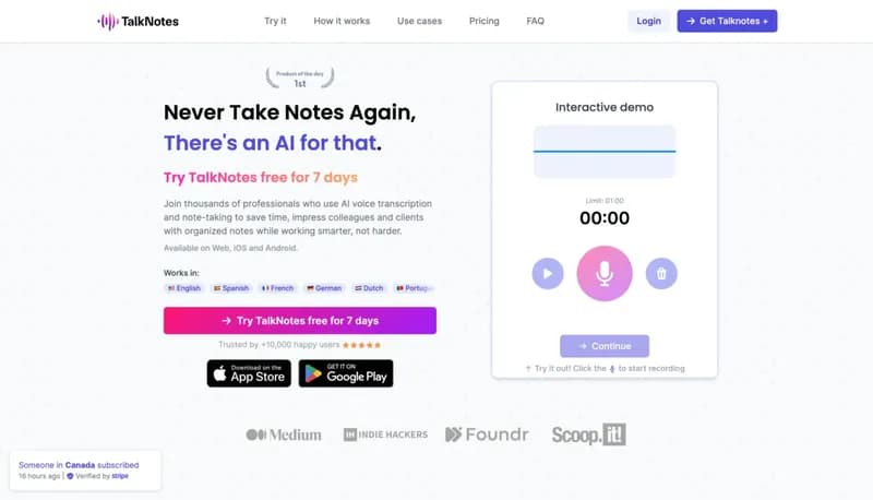 Talknotes screenshot