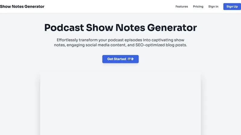 www.shownotesgenerator.com screenshot