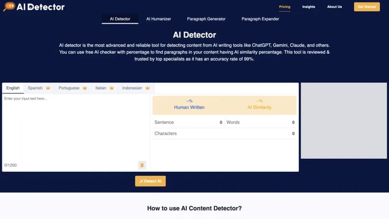 ai-detector.info screenshot