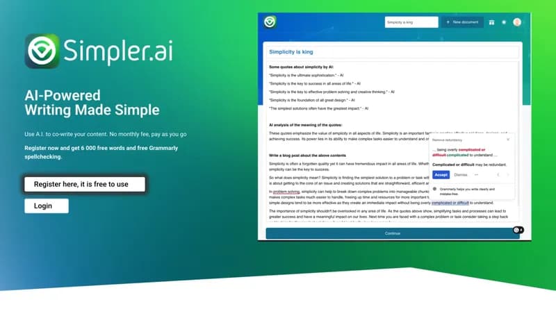 Simpler.ai screenshot