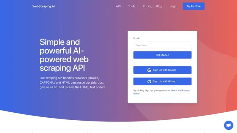 WebScraping.AI screenshot
