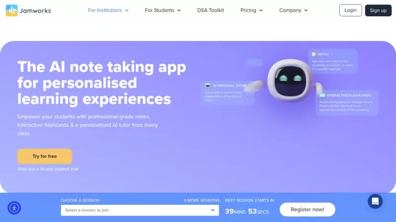 Jamworks AI Note Taking App screenshot