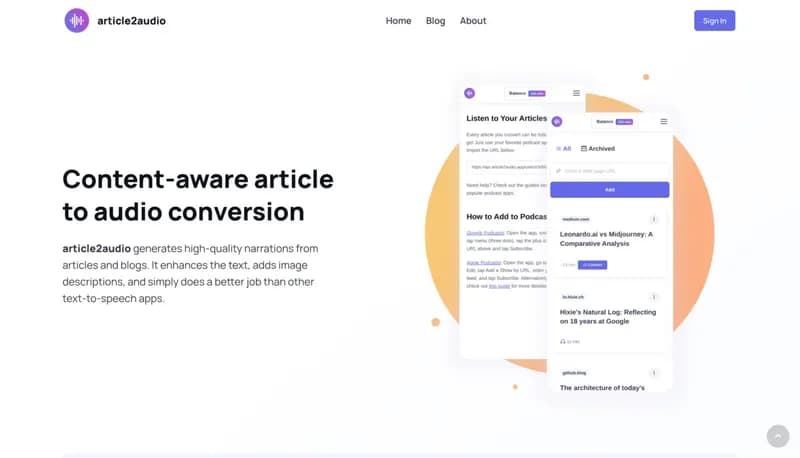 article2audio screenshot