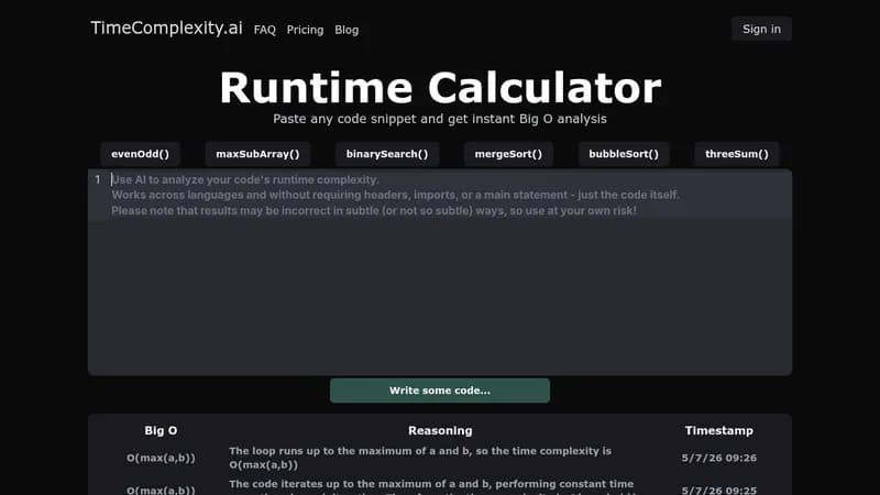 timecomplexity.ai website