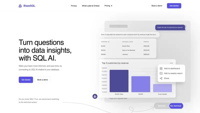 BlazeSQL screenshot