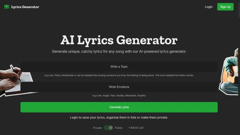 ai lyrics generator website