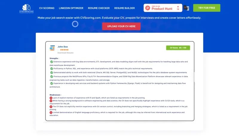 CV Scoring screenshot