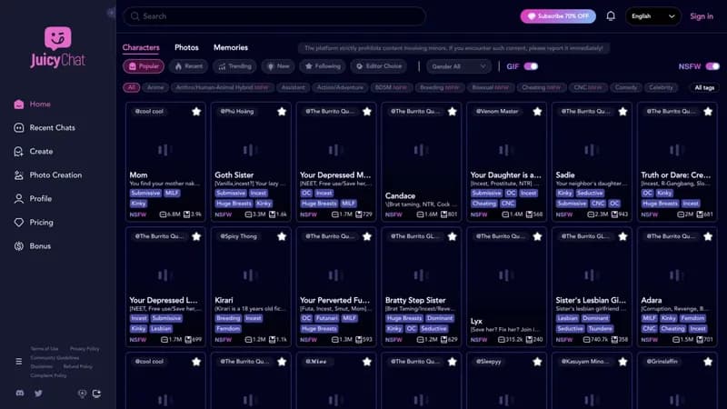 JuicyChat.AI screenshot