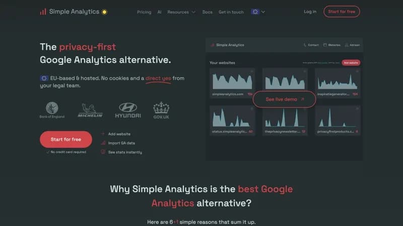 Simple Analytics screenshot