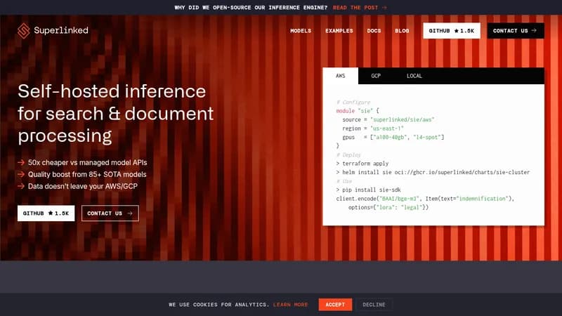 superlinked inference engine website