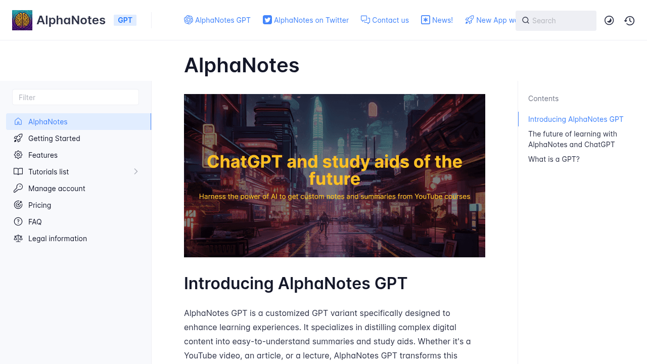 alphanotes website