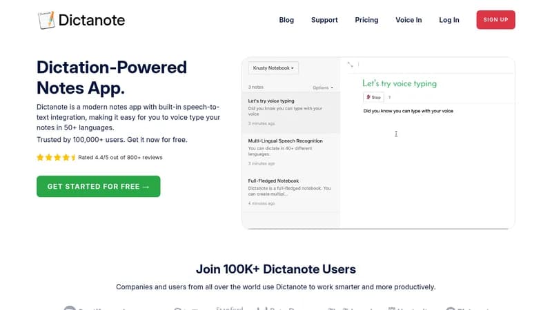 dictanote website