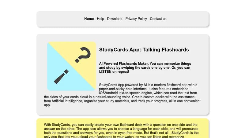 studycards app website