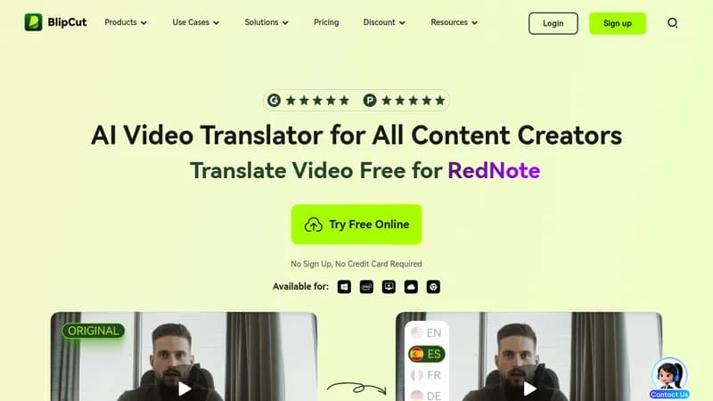 blipcut video translator website