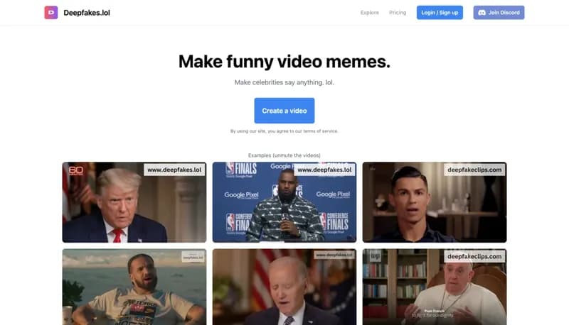 Deepfakes.lol screenshot