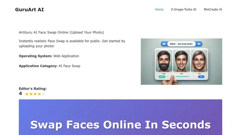 artguru face swap website
