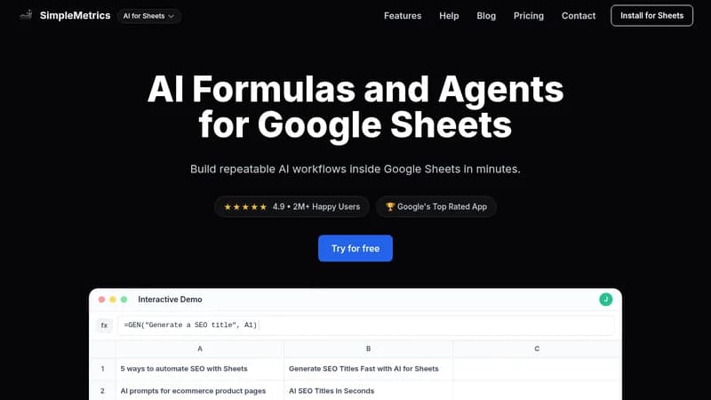 ai for sheets website