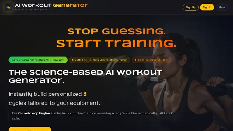ai workout generator website