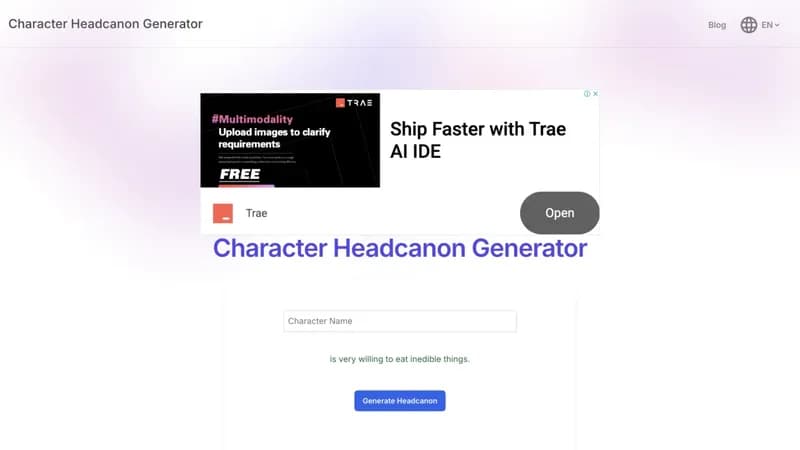 characterheadcanongenerator.org screenshot