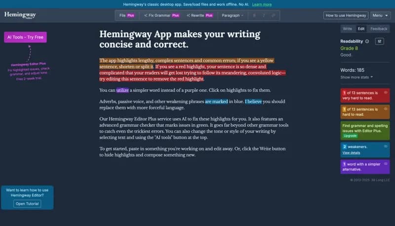 Hemingway Editor screenshot