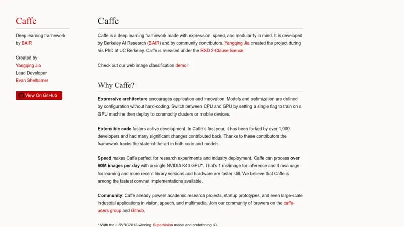 caffe website