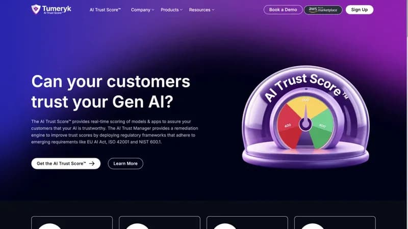 Tumeryk AI Trust Score screenshot