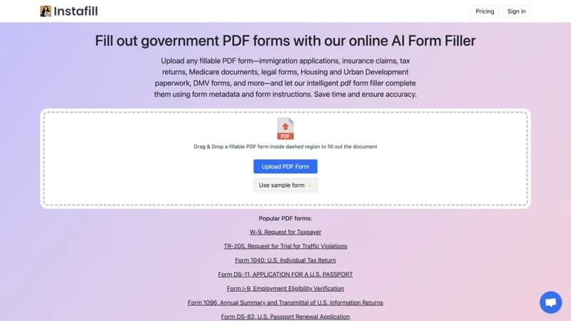 Instafill.ai screenshot