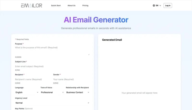 aiemailgenerate.com screenshot