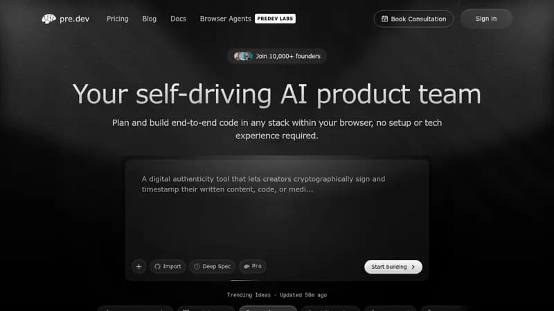 pre.dev website