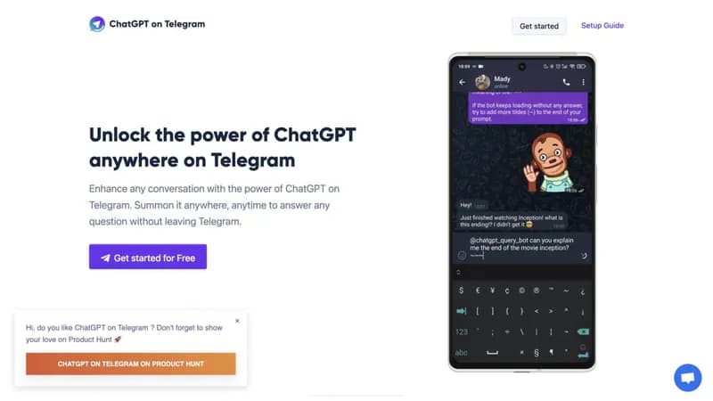 ChatGPT on Telegram screenshot