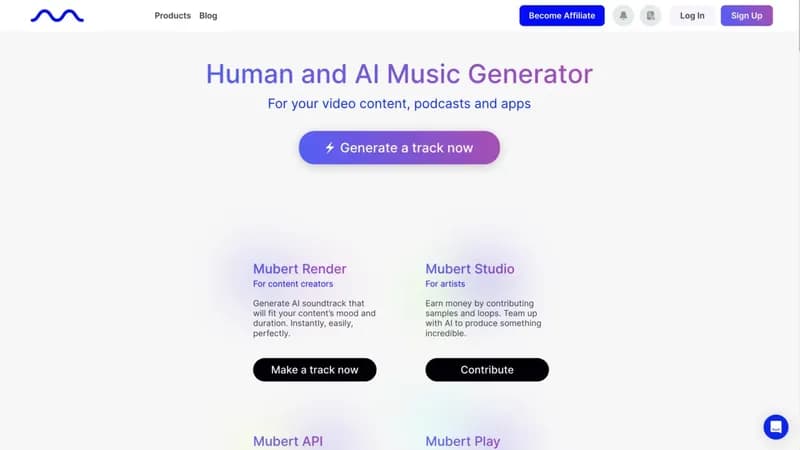 Mubert AI Music Generator screenshot