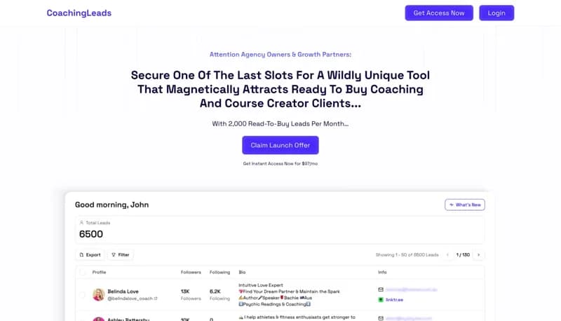 CoachingLeads screenshot