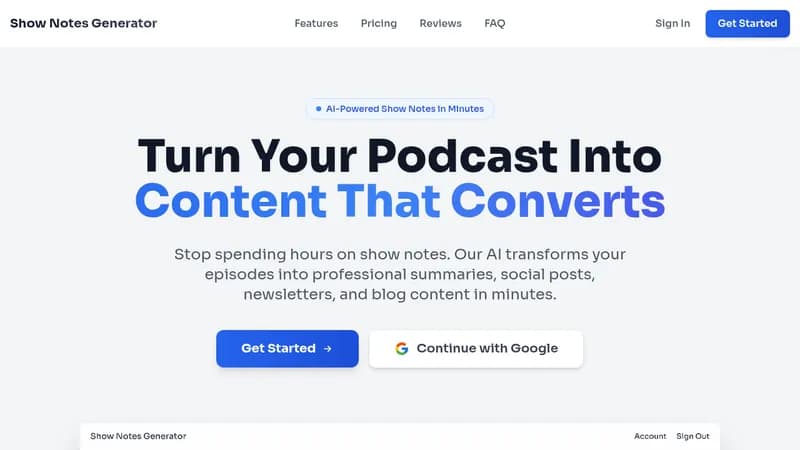 show notes generator website
