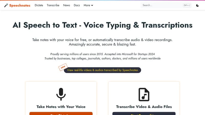 speechnotes website
