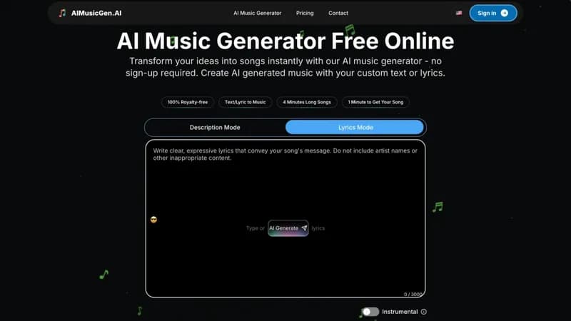 AIMusicGen.ai screenshot
