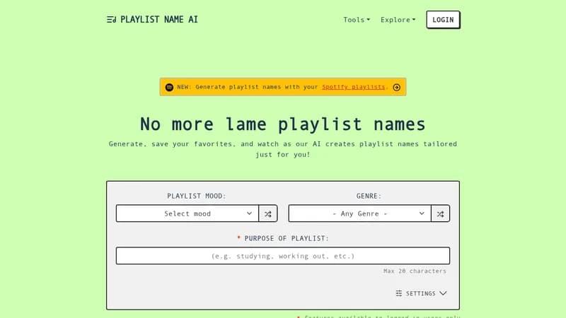 playlist name ai website