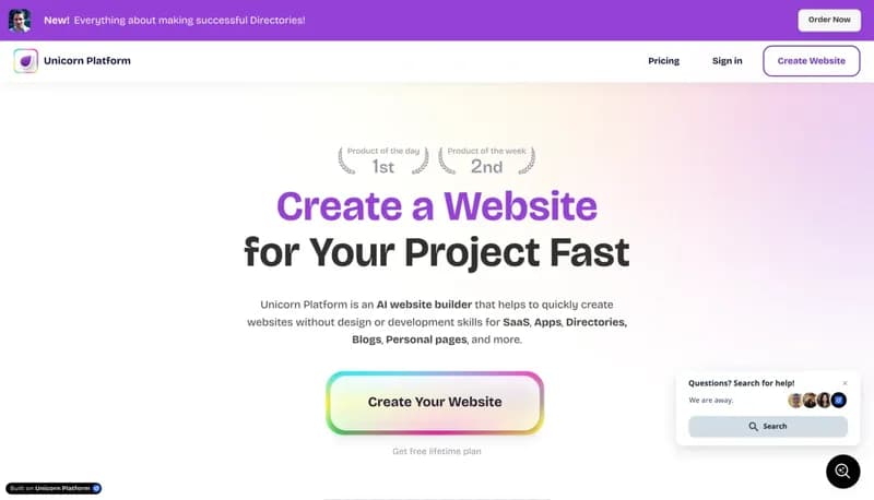 Unicorn Platform screenshot