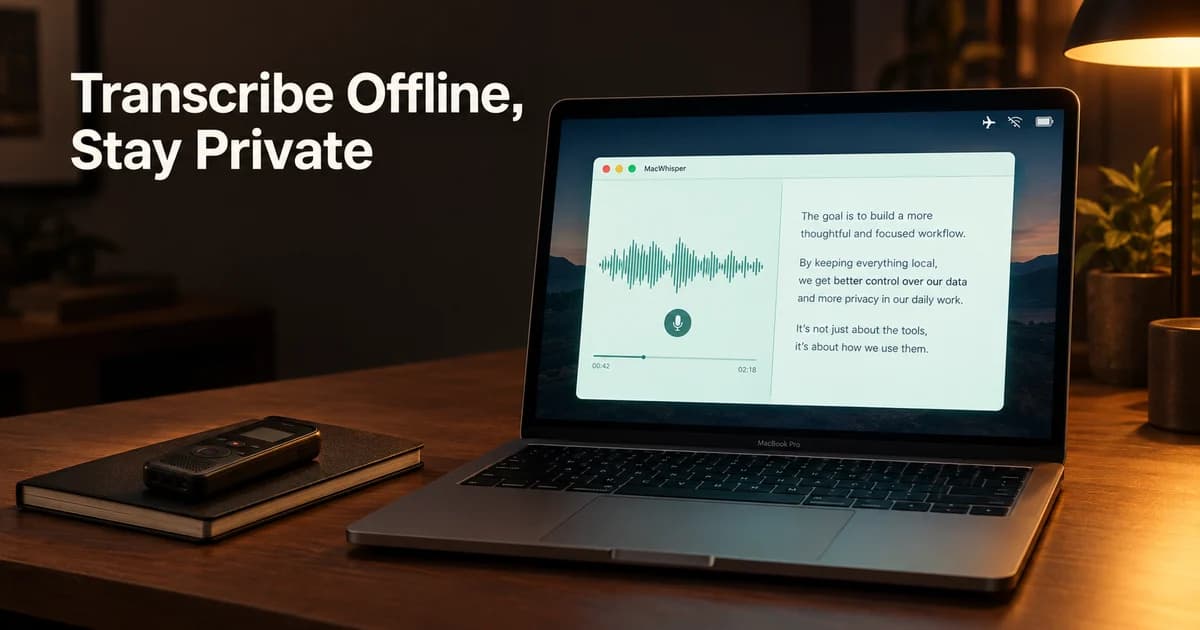 Featured image for MacWhisper Review: Transcribe Interviews Offline on Your Mac (2026 Guide)