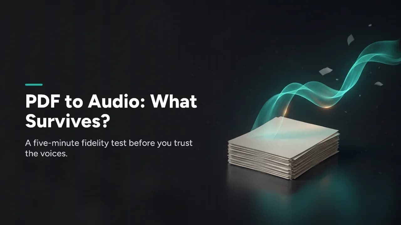 Featured image for PDF to Audio in 2026: What AI Briefings Keep and Lose
