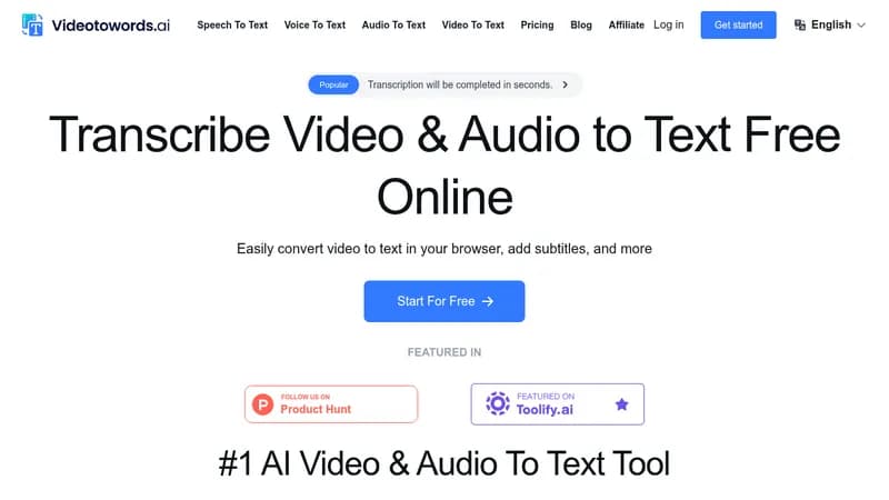 videotowords.ai website