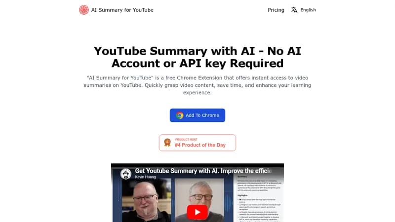 ai summary for youtube website