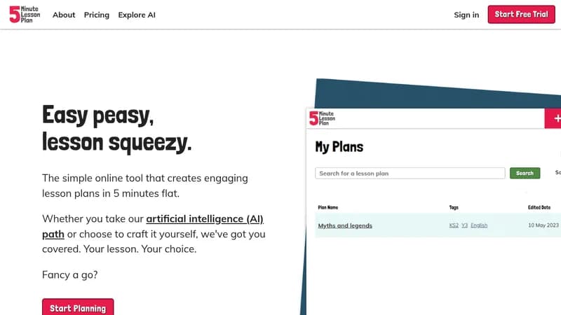 5 minute lesson plan website